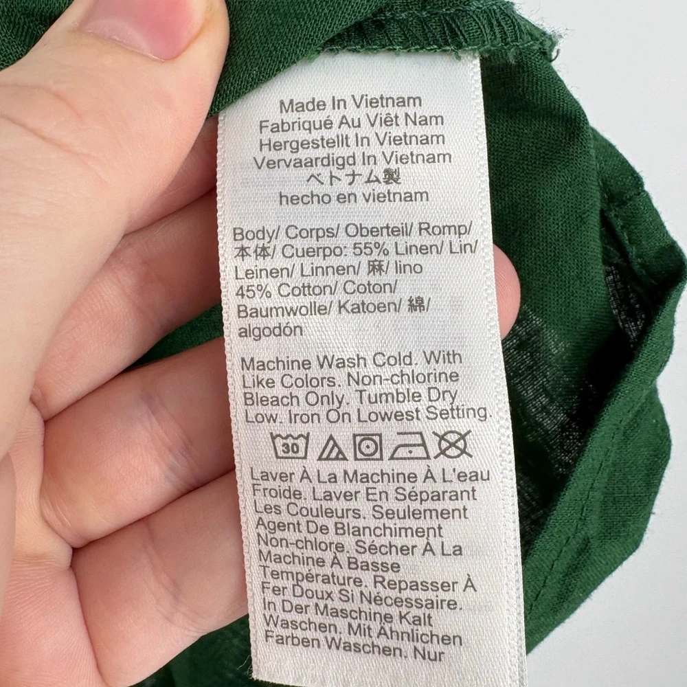 J. Crew Factory Linen Blend Button Front Shell Tank Green - Picture 7 of 9